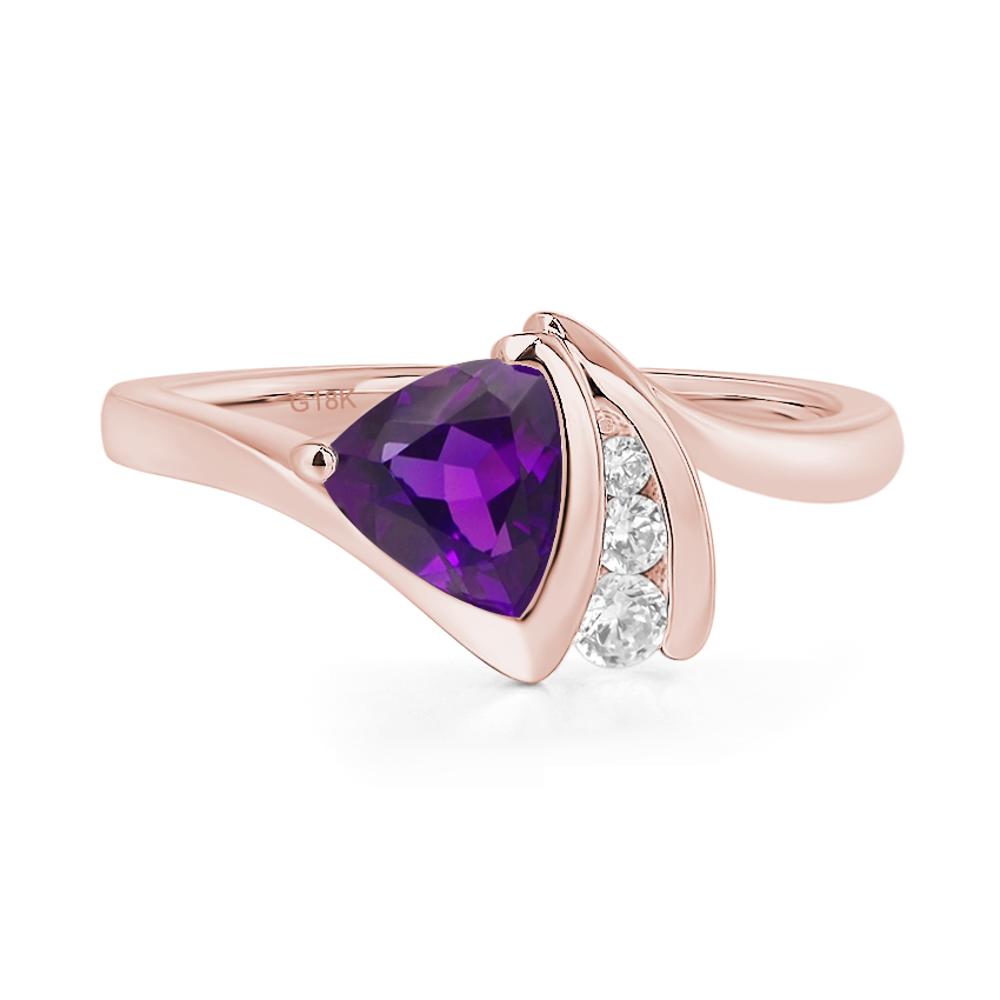 Trillion Cut Amethyst Sailboat Inspire Ring - LUO Jewelry #metal_18k rose gold