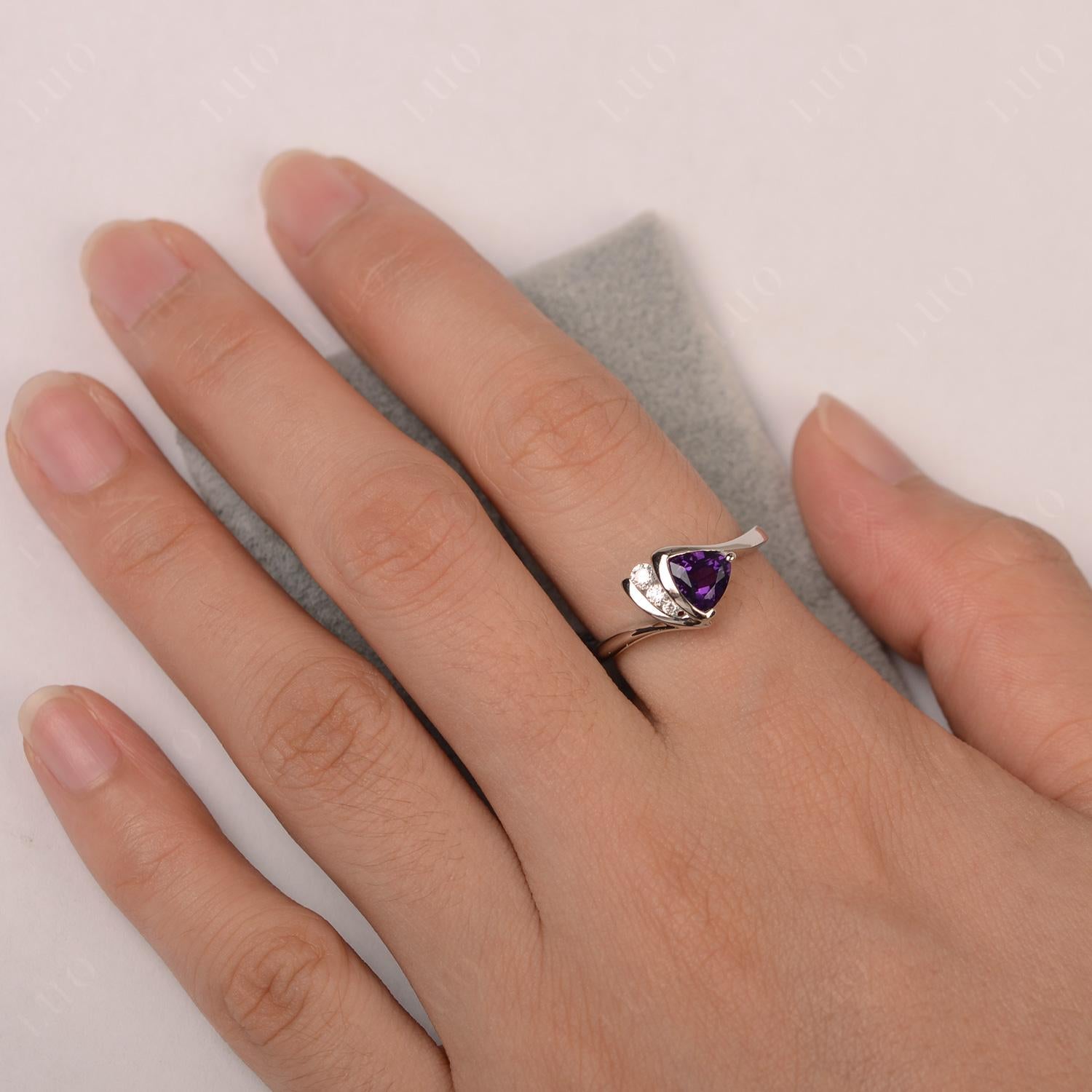 Trillion Cut Amethyst Sailboat Inspire Ring - LUO Jewelry