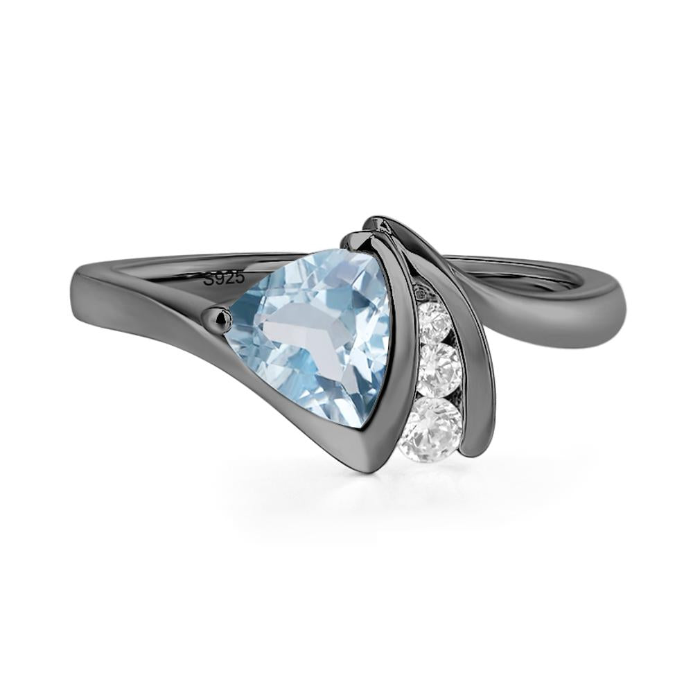 Trillion Cut Aquamarine Sailboat Inspire Ring - LUO Jewelry #metal_black finish sterling silver
