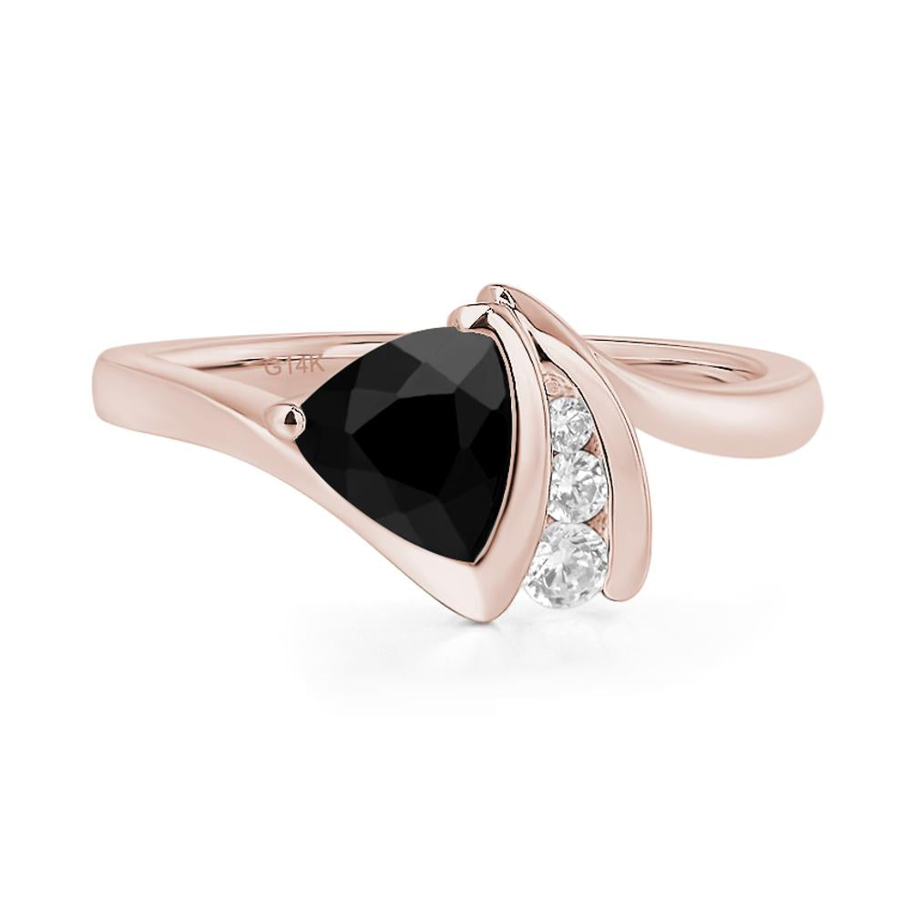 Trillion Cut Black Stone Sailboat Inspire Ring - LUO Jewelry #metal_14k rose gold