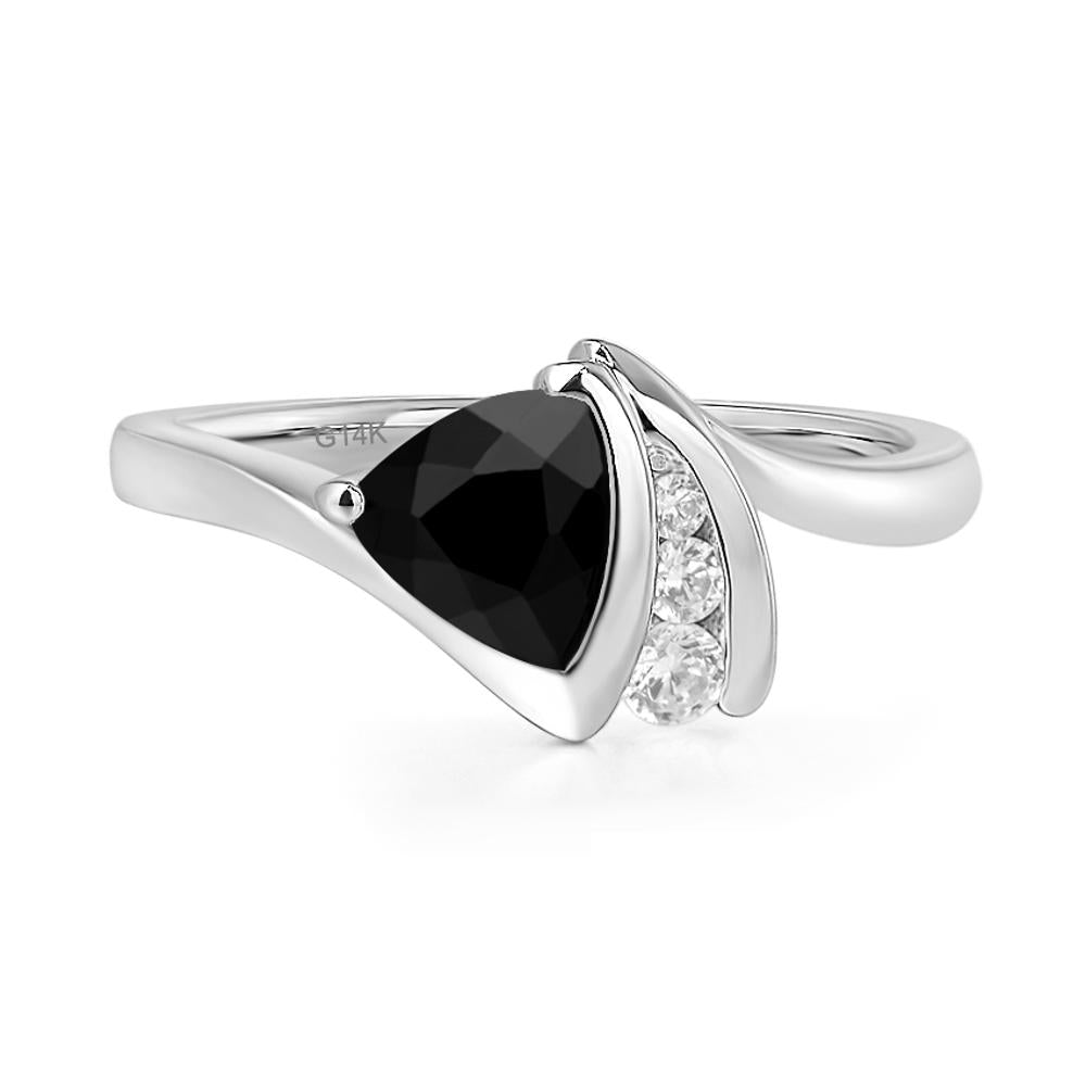 Trillion Cut Black Stone Sailboat Inspire Ring - LUO Jewelry #metal_14k white gold