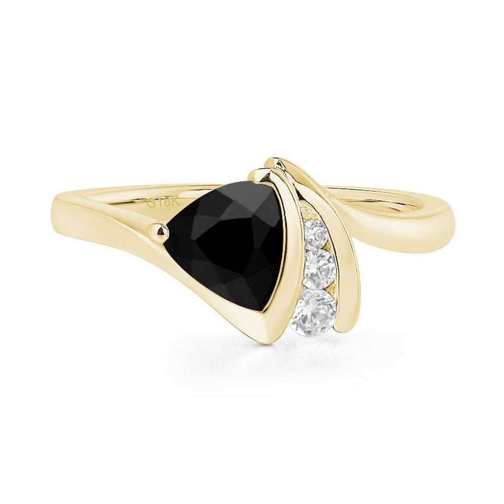 Trillion Cut Black Stone Sailboat Inspire Ring - LUO Jewelry #metal_18k yellow gold