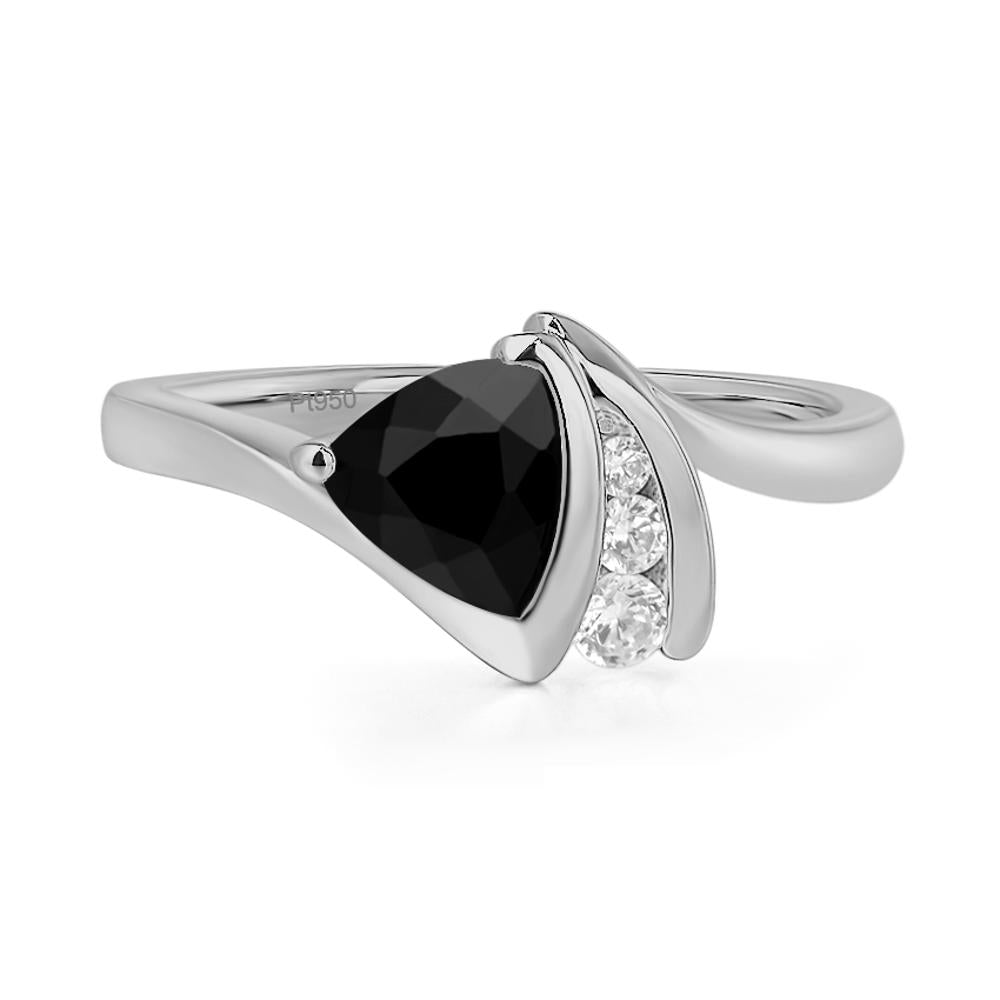 Trillion Cut Black Stone Sailboat Inspire Ring - LUO Jewelry #metal_platinum