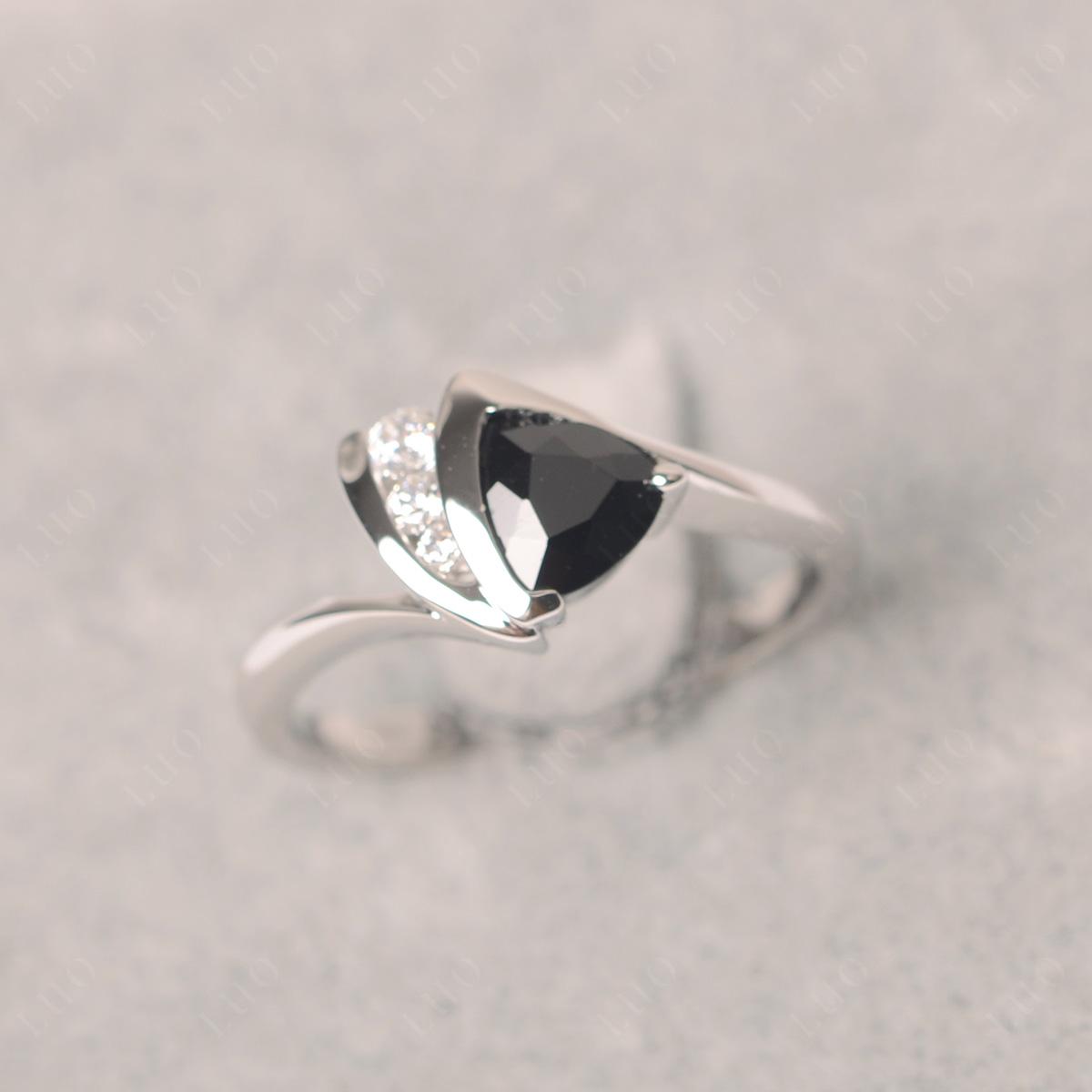 Trillion Cut Black Stone Sailboat Inspire Ring - LUO Jewelry