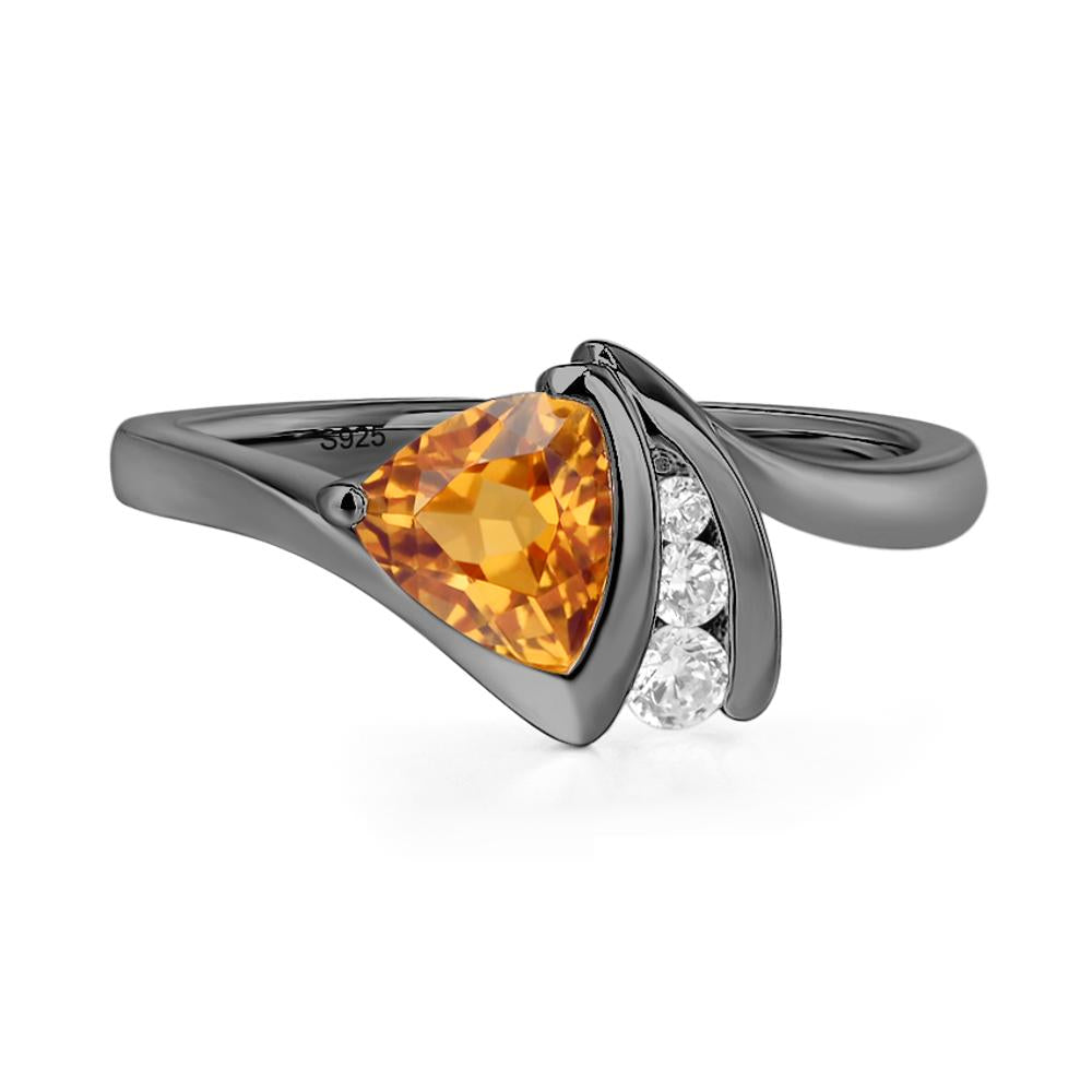 Trillion Cut Citrine Sailboat Inspire Ring - LUO Jewelry #metal_black finish sterling silver