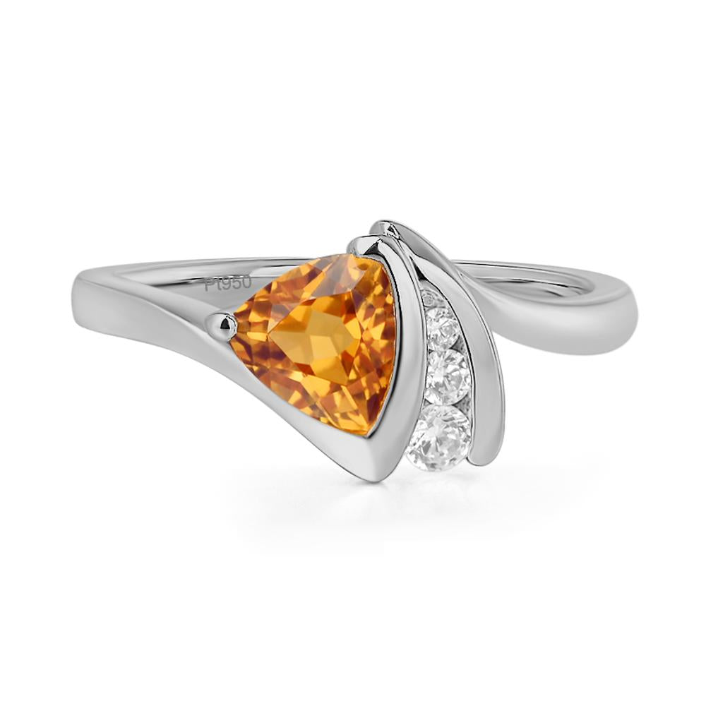Trillion Cut Citrine Sailboat Inspire Ring - LUO Jewelry #metal_platinum