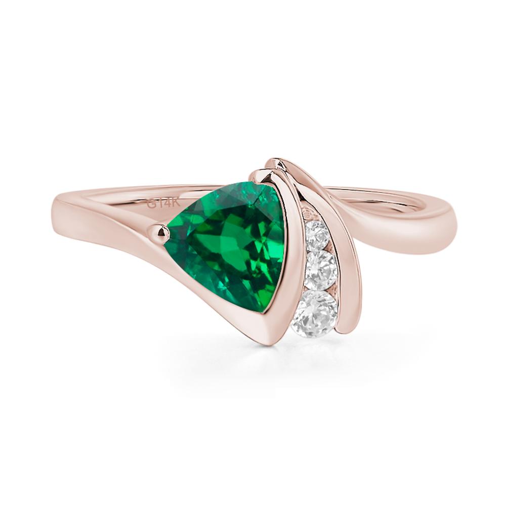 Trillion Cut Lab Created Emerald Sailboat Inspire Ring - LUO Jewelry #metal_14k rose gold