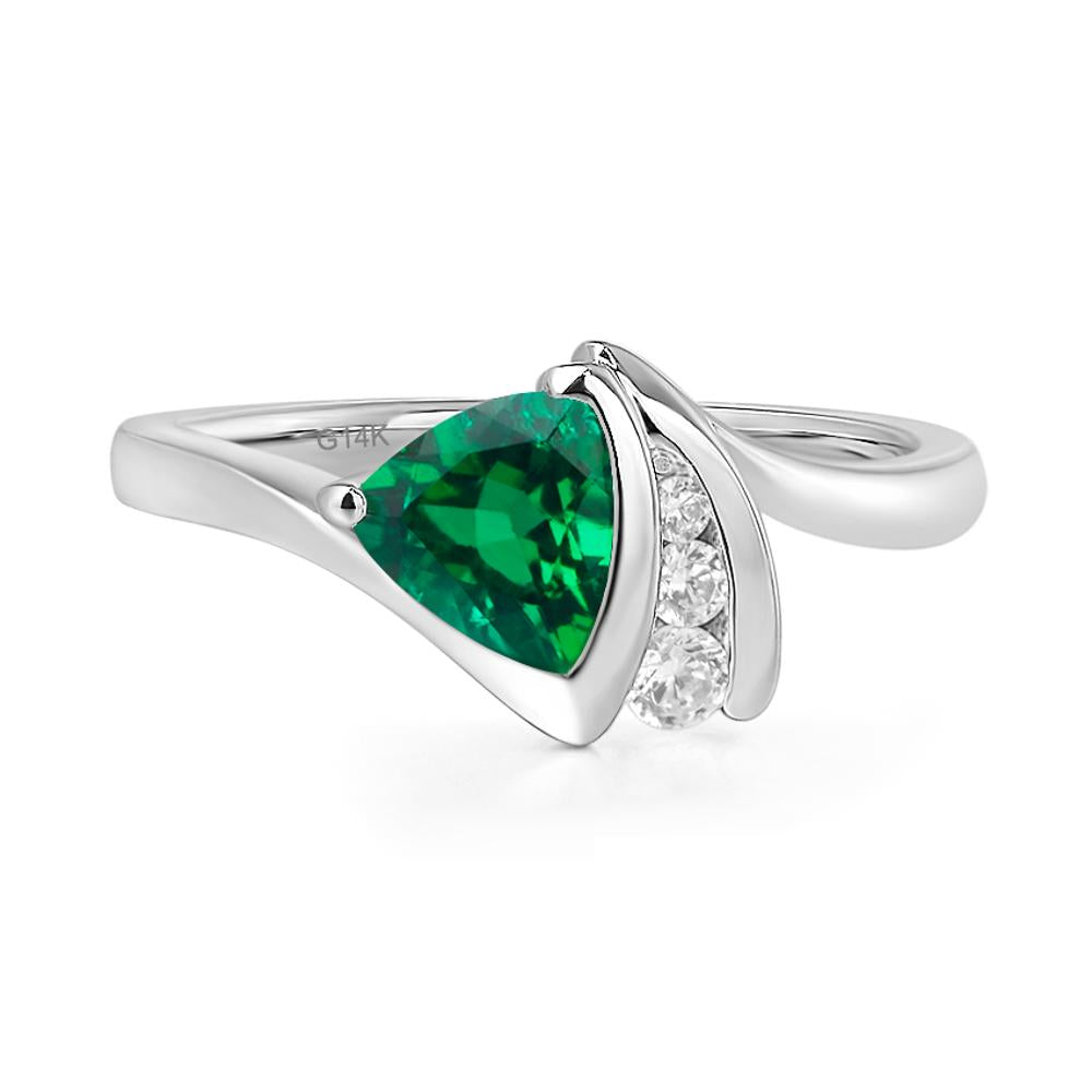 Trillion Cut Lab Created Emerald Sailboat Inspire Ring - LUO Jewelry #metal_14k white gold