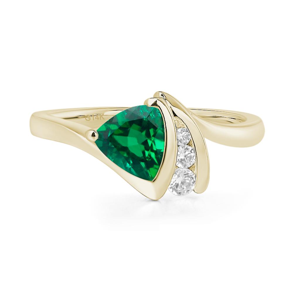 Trillion Cut Lab Created Emerald Sailboat Inspire Ring - LUO Jewelry #metal_14k yellow gold