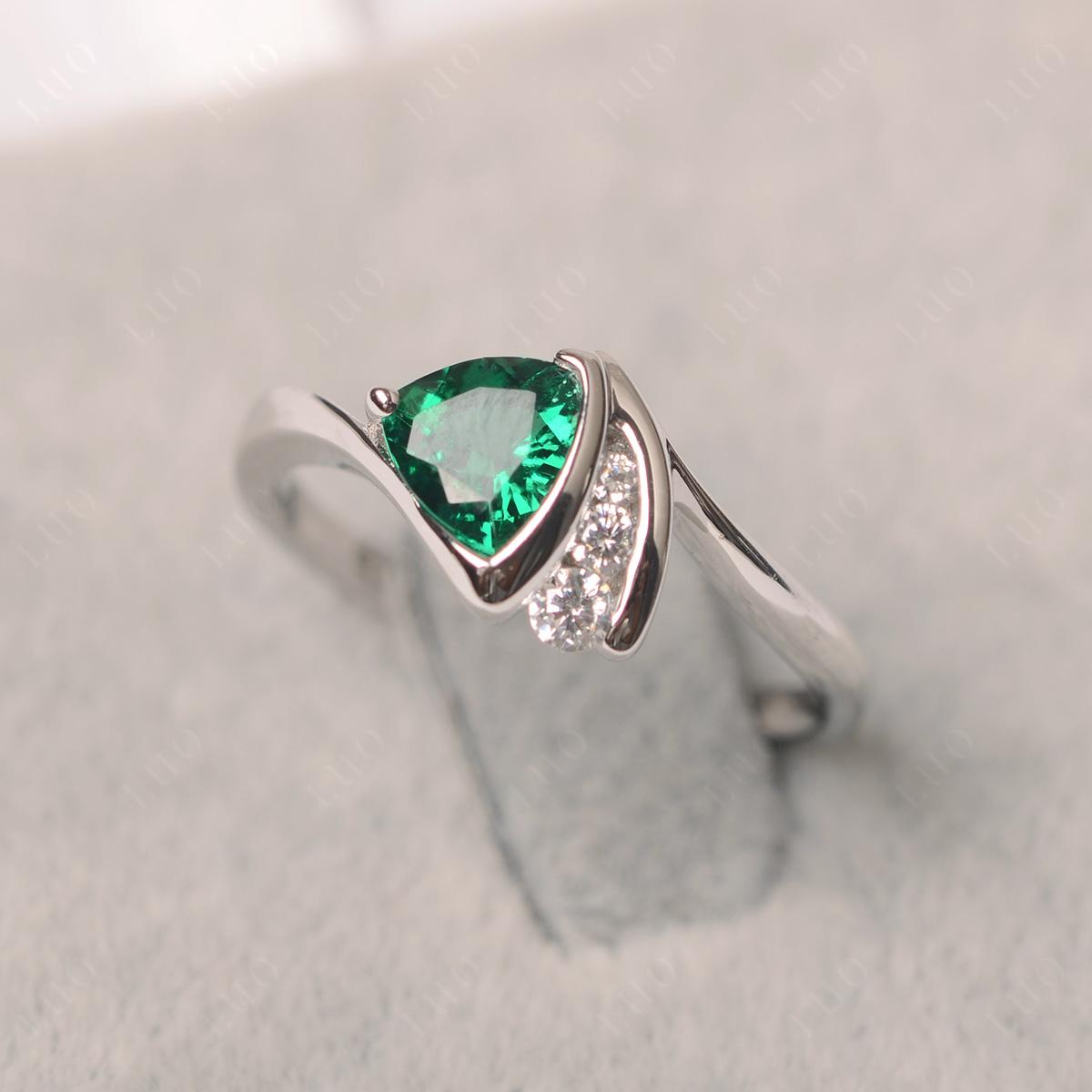 Trillion Cut Lab Created Emerald Sailboat Inspire Ring - LUO Jewelry