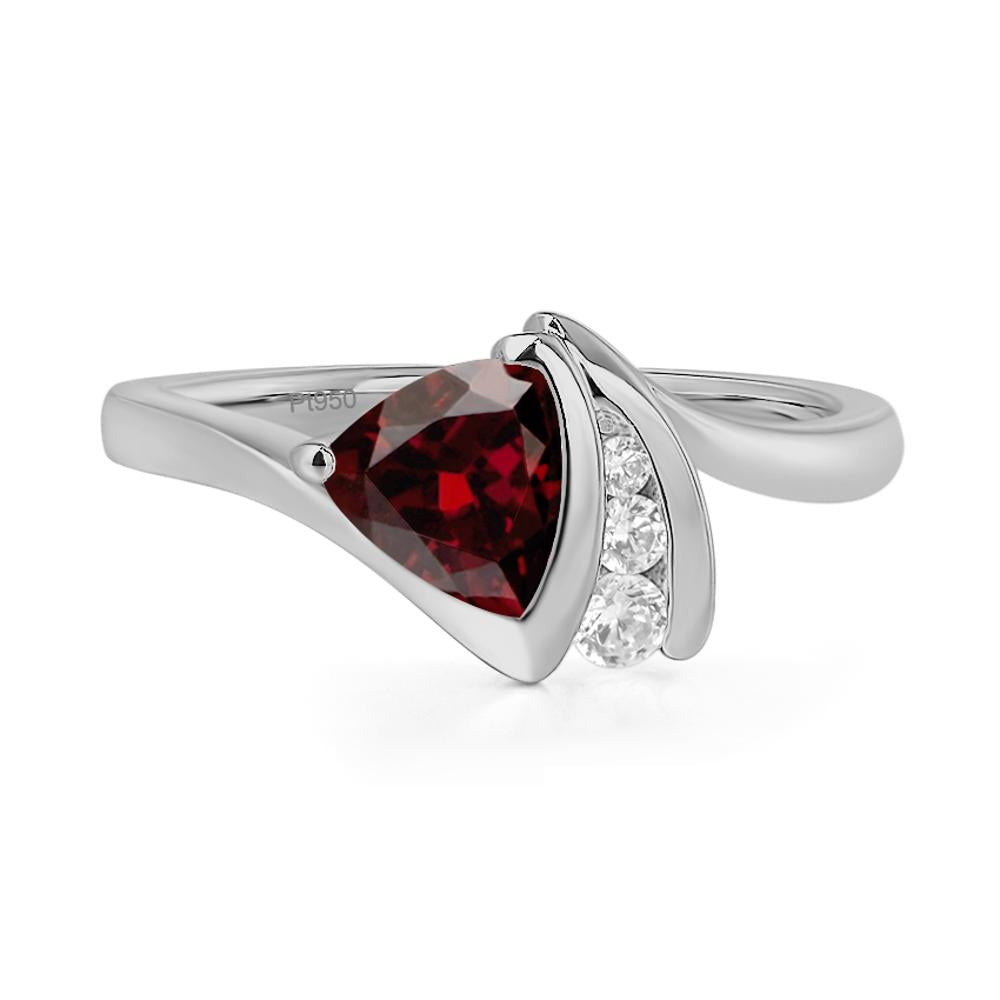 Trillion Cut Garnet Sailboat Inspire Ring - LUO Jewelry #metal_platinum