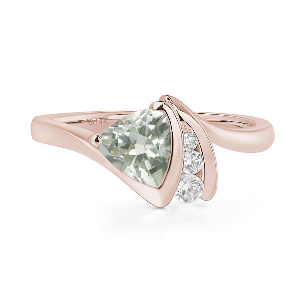 Trillion Cut Green Amethyst Sailboat Inspire Ring - LUO Jewelry #metal_14k rose gold