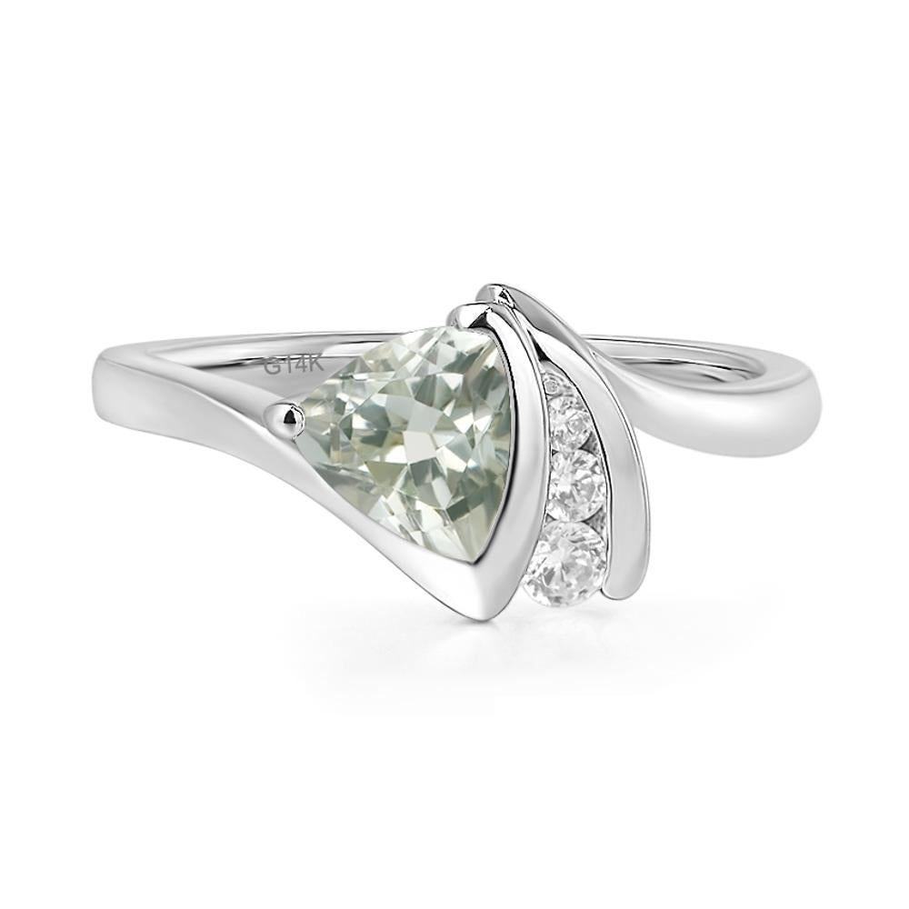 Trillion Cut Green Amethyst Sailboat Inspire Ring - LUO Jewelry #metal_14k white gold