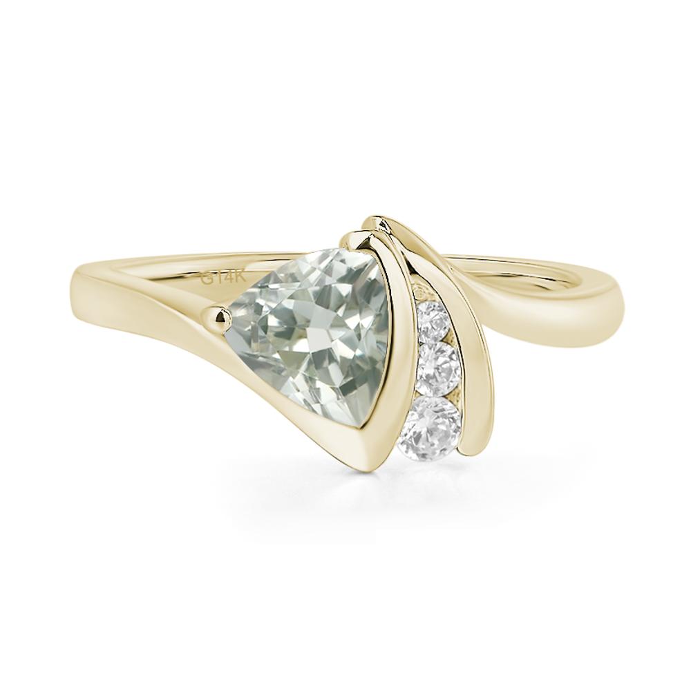 Trillion Cut Green Amethyst Sailboat Inspire Ring - LUO Jewelry #metal_14k yellow gold