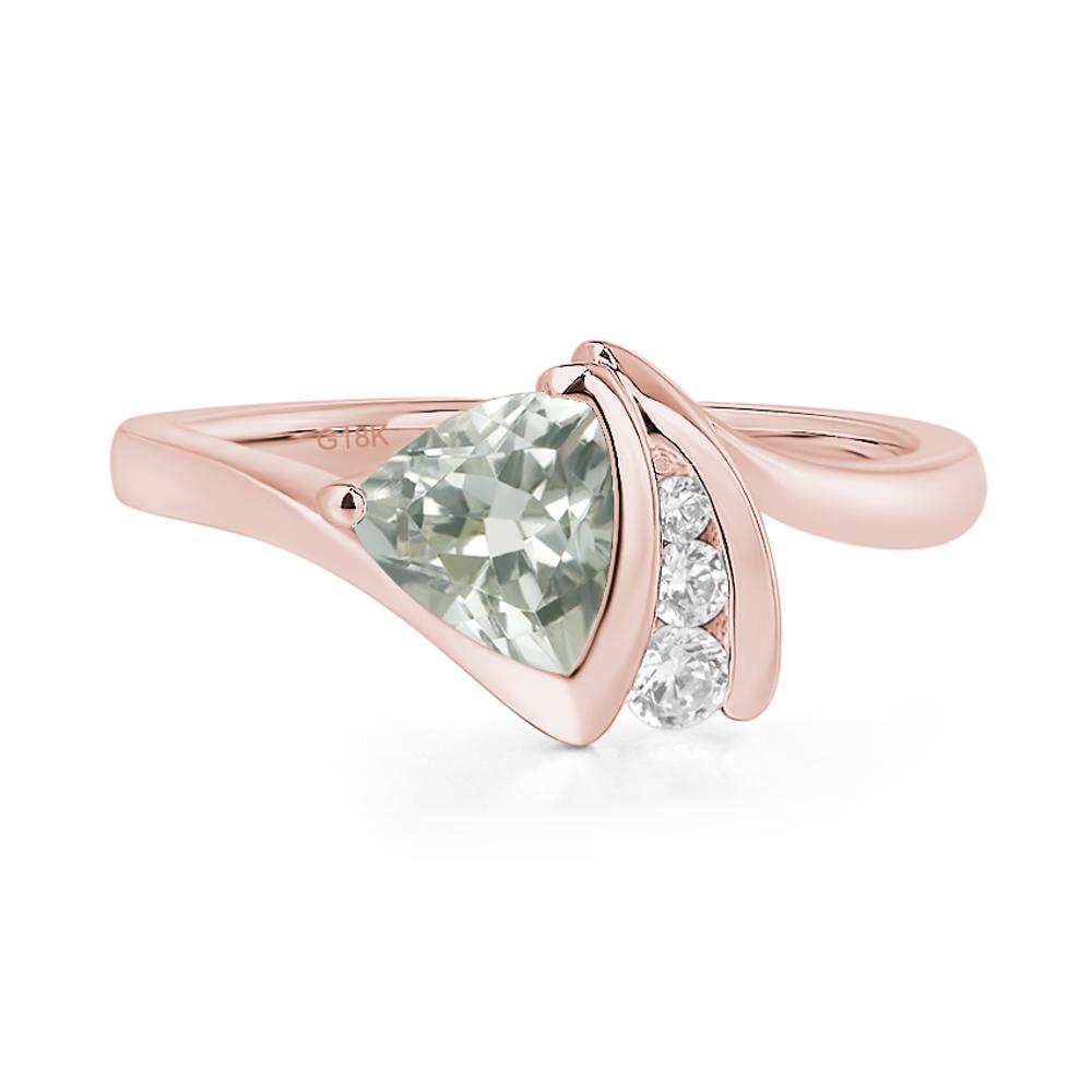 Trillion Cut Green Amethyst Sailboat Inspire Ring - LUO Jewelry #metal_18k rose gold
