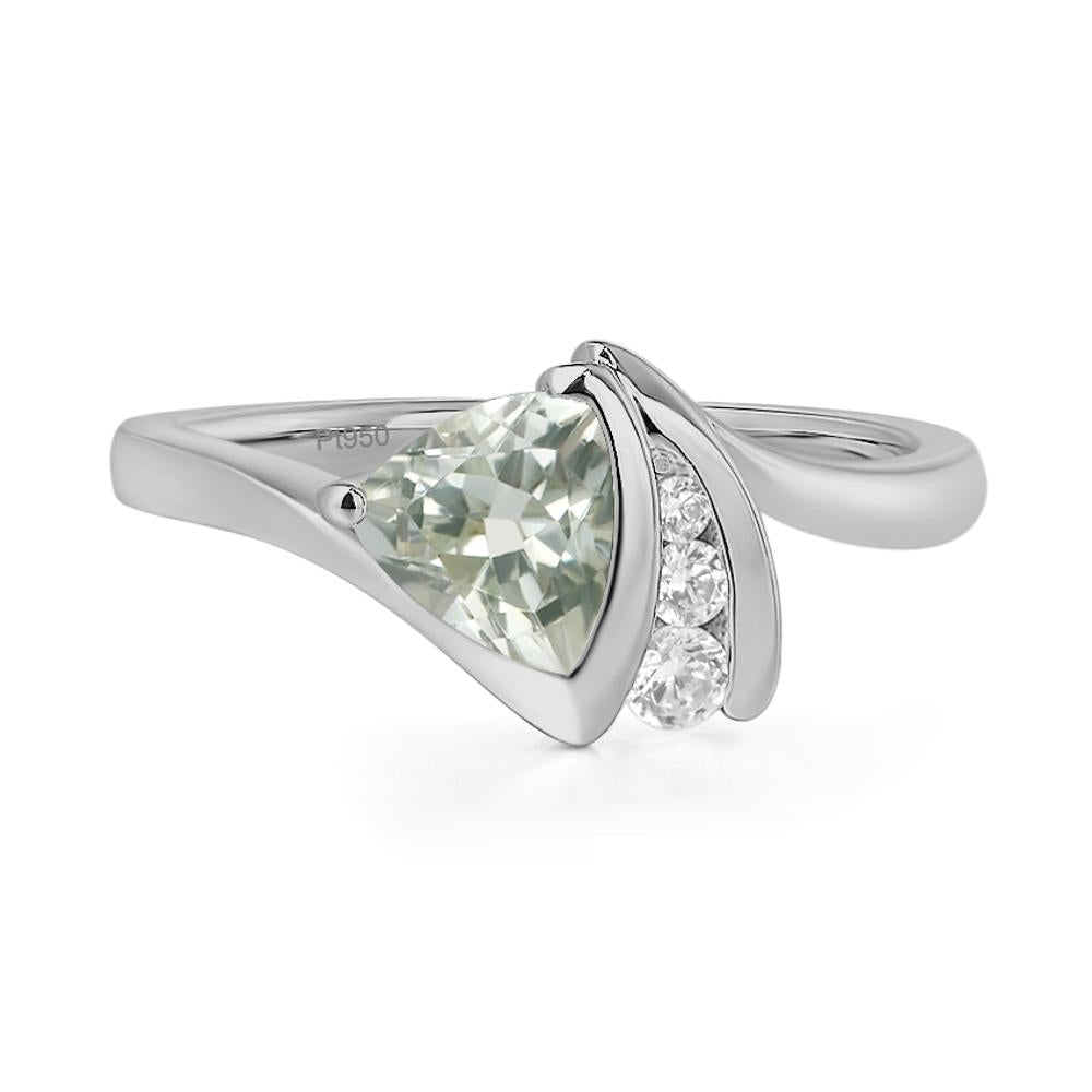 Trillion Cut Green Amethyst Sailboat Inspire Ring - LUO Jewelry #metal_platinum