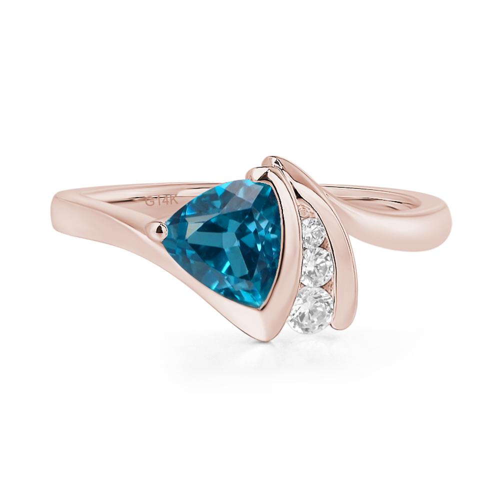 Trillion Cut London Blue Topaz Sailboat Inspire Ring - LUO Jewelry #metal_14k rose gold