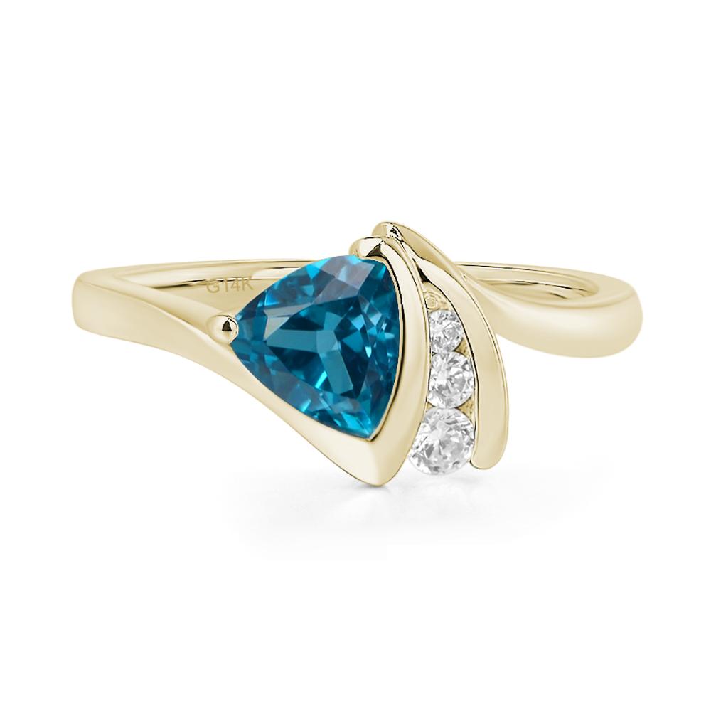 Trillion Cut London Blue Topaz Sailboat Inspire Ring - LUO Jewelry #metal_14k yellow gold