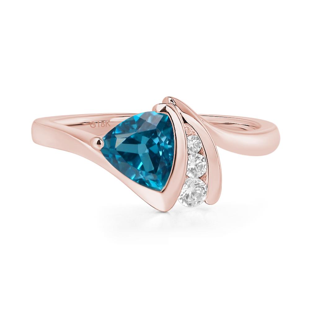 Trillion Cut London Blue Topaz Sailboat Inspire Ring - LUO Jewelry #metal_18k rose gold