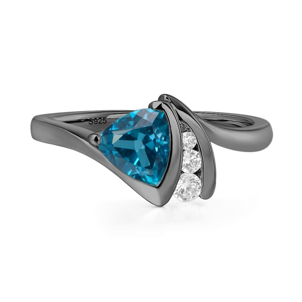 Trillion Cut London Blue Topaz Sailboat Inspire Ring - LUO Jewelry #metal_black finish sterling silver