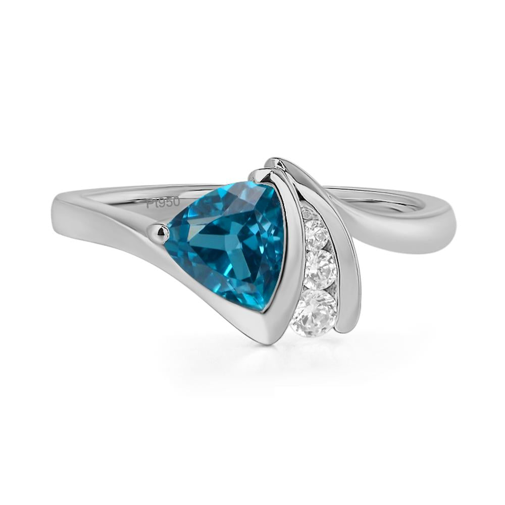 Trillion Cut London Blue Topaz Sailboat Inspire Ring - LUO Jewelry #metal_platinum