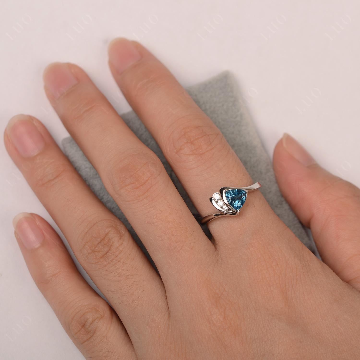 Trillion Cut London Blue Topaz Sailboat Inspire Ring - LUO Jewelry