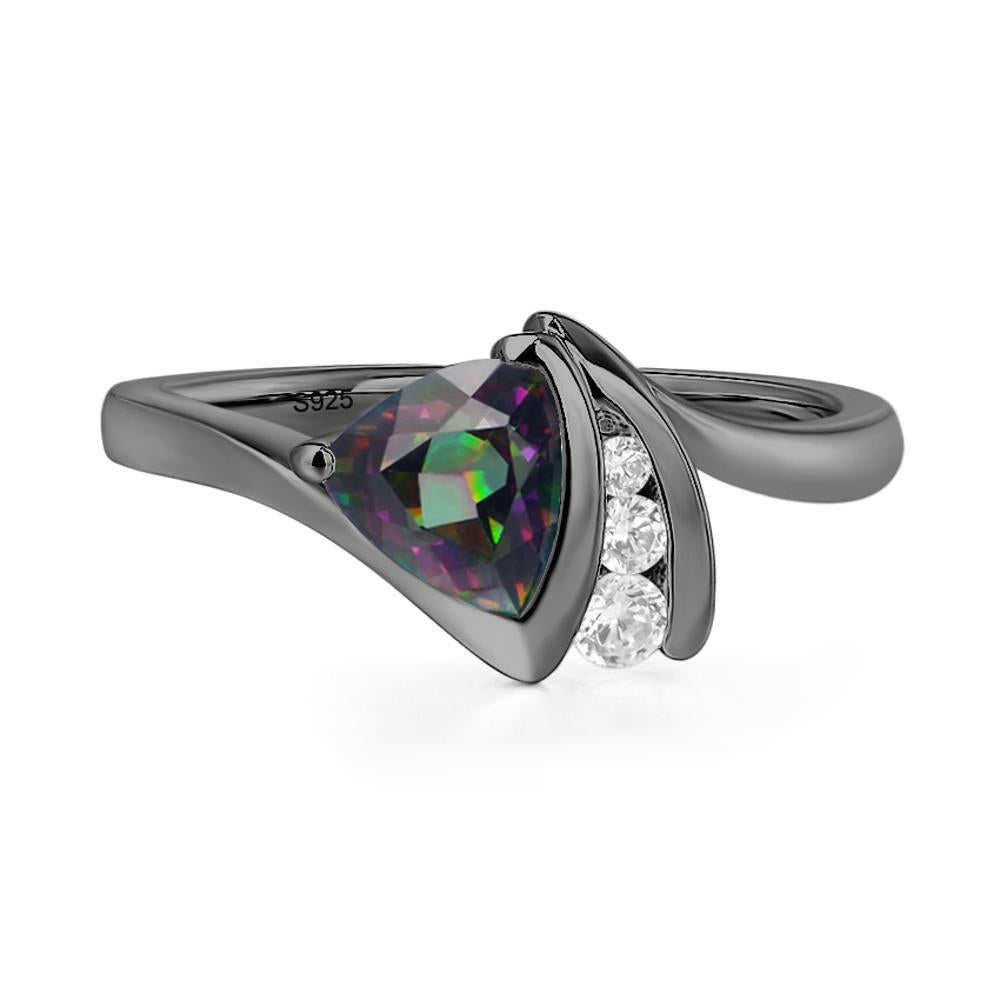 Trillion Cut Mystic Topaz Sailboat Inspire Ring - LUO Jewelry #metal_black finish sterling silver