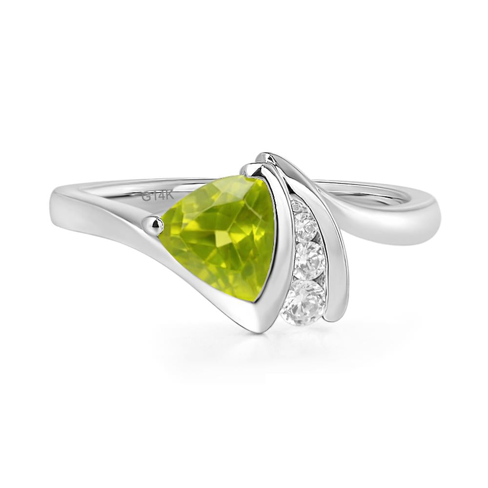 Trillion Cut Peridot Sailboat Inspire Ring - LUO Jewelry #metal_14k white gold