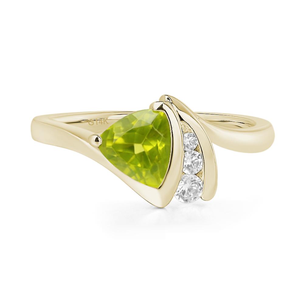 Trillion Cut Peridot Sailboat Inspire Ring - LUO Jewelry #metal_14k yellow gold