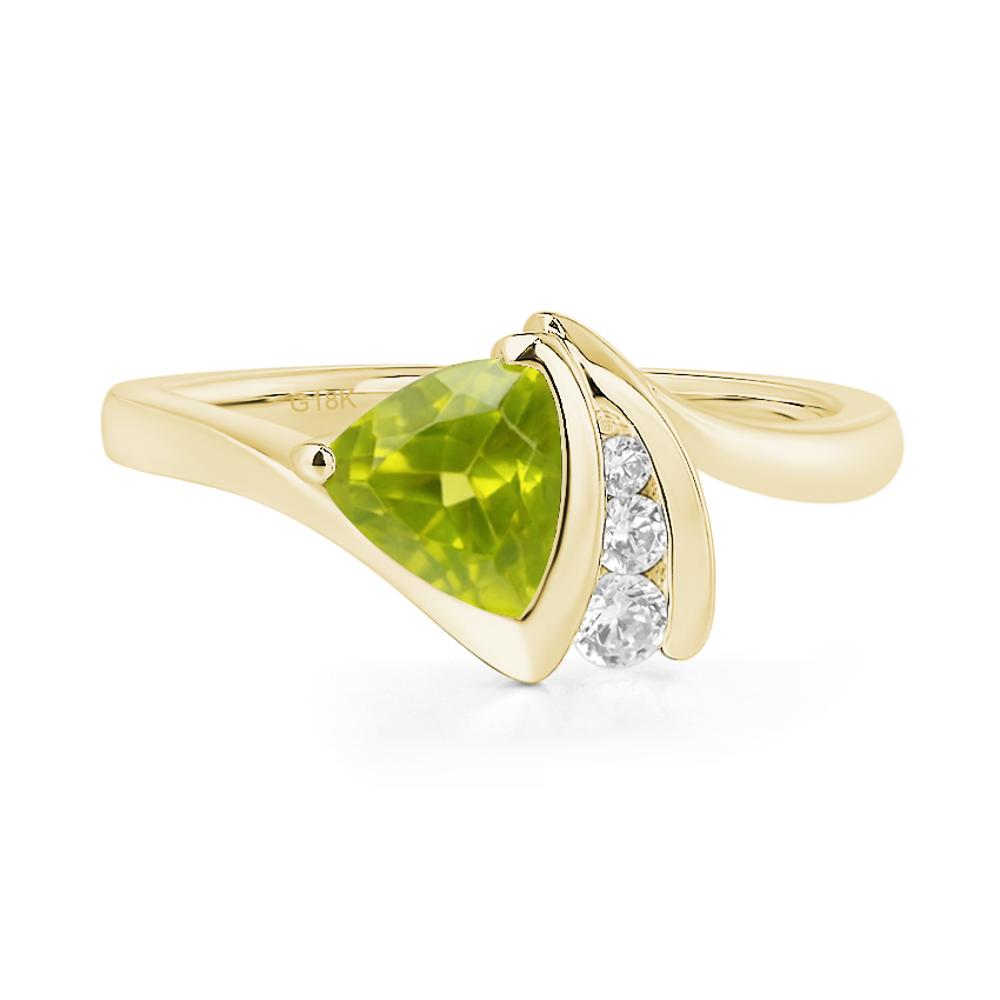 Trillion Cut Peridot Sailboat Inspire Ring - LUO Jewelry #metal_18k yellow gold