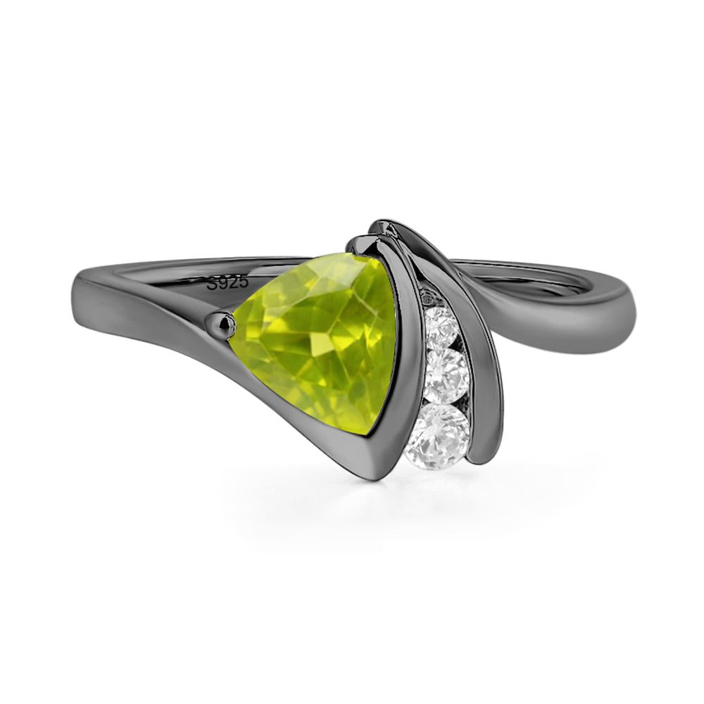 Trillion Cut Peridot Sailboat Inspire Ring - LUO Jewelry #metal_black finish sterling silver