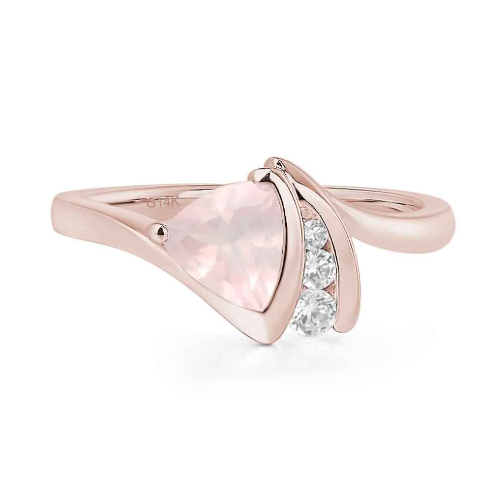 Trillion Cut Rose Quartz Sailboat Inspire Ring - LUO Jewelry #metal_14k rose gold