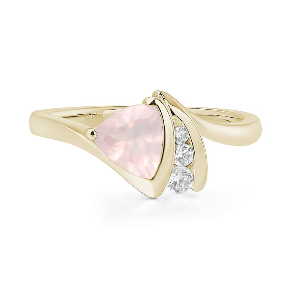 Trillion Cut Rose Quartz Sailboat Inspire Ring - LUO Jewelry #metal_14k yellow gold