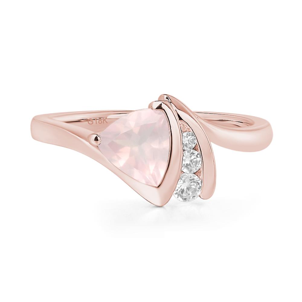 Trillion Cut Rose Quartz Sailboat Inspire Ring - LUO Jewelry #metal_18k rose gold