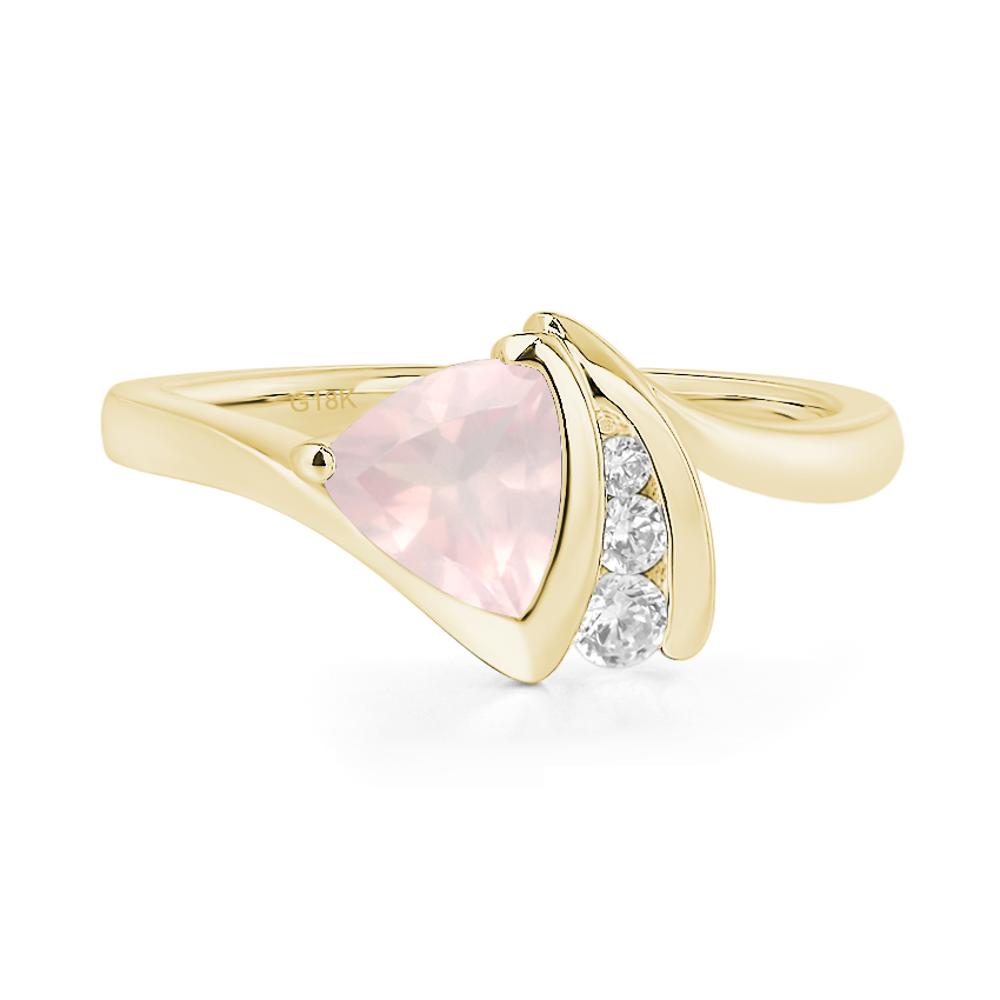 Trillion Cut Rose Quartz Sailboat Inspire Ring - LUO Jewelry #metal_18k yellow gold