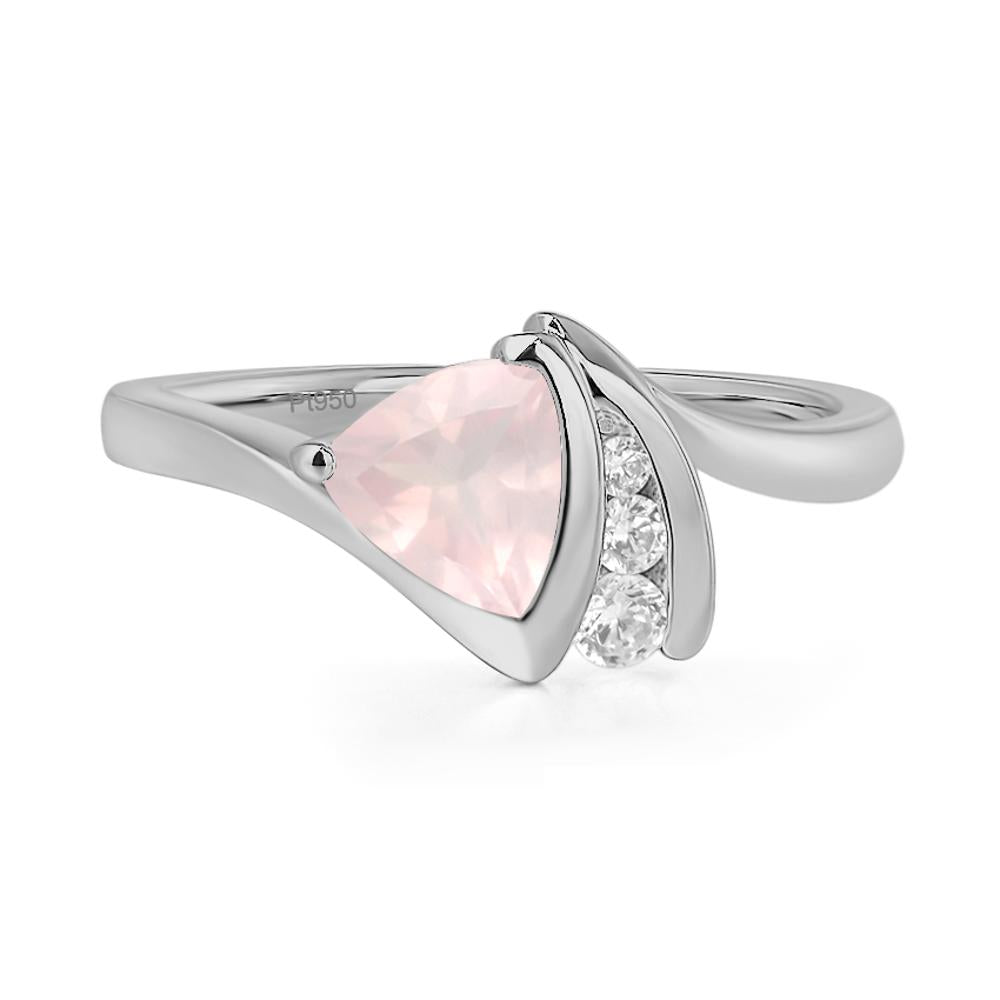 Trillion Cut Rose Quartz Sailboat Inspire Ring - LUO Jewelry #metal_platinum