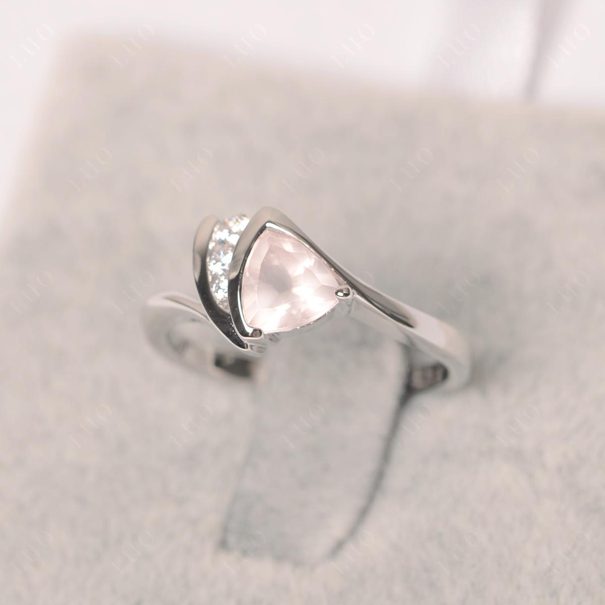 Trillion Cut Rose Quartz Sailboat Inspire Ring - LUO Jewelry