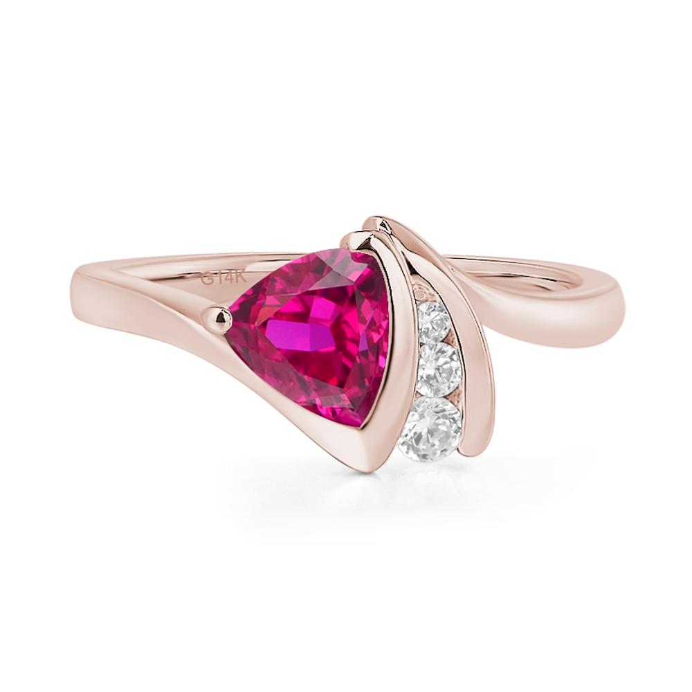Trillion Cut Lab Ruby Sailboat Inspire Ring - LUO Jewelry #metal_14k rose gold