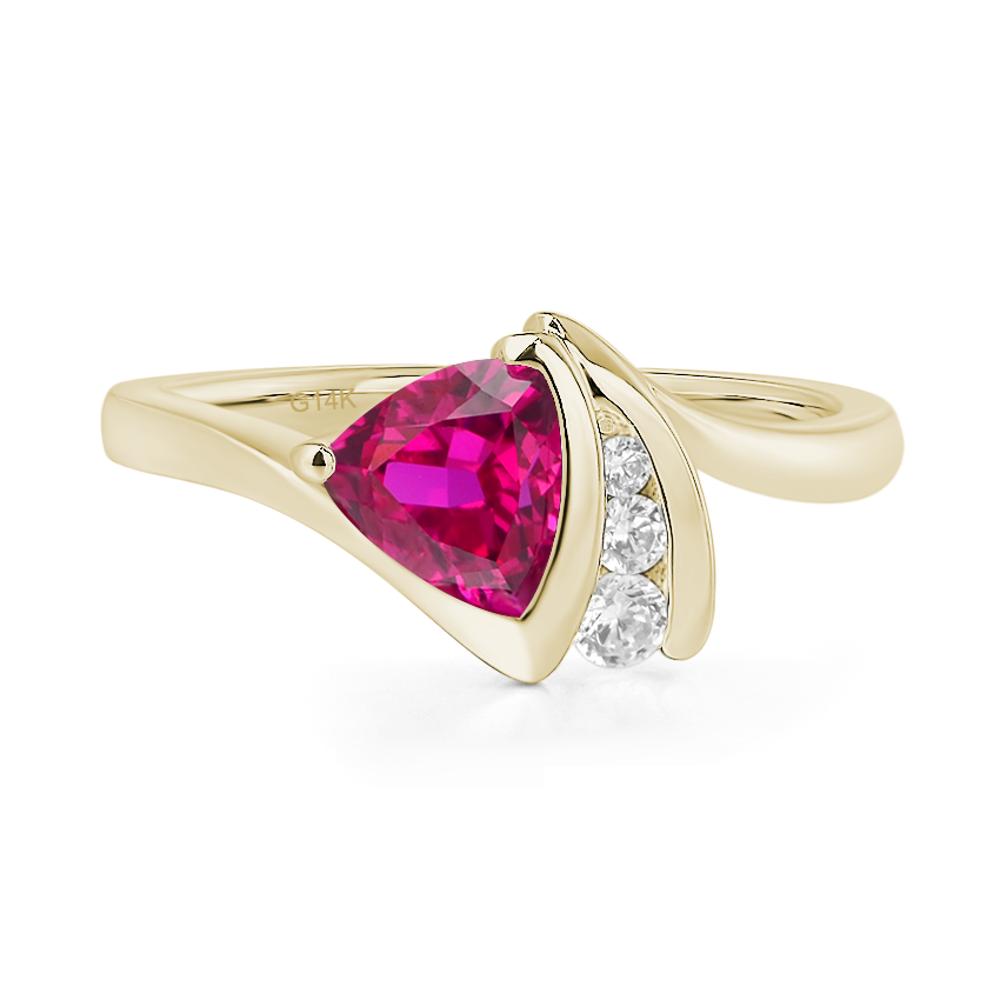 Trillion Cut Lab Ruby Sailboat Inspire Ring - LUO Jewelry #metal_14k yellow gold