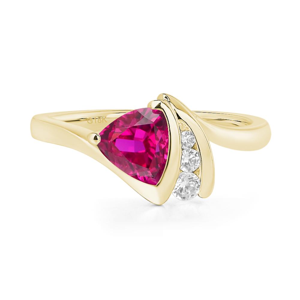 Trillion Cut Lab Ruby Sailboat Inspire Ring - LUO Jewelry #metal_18k yellow gold