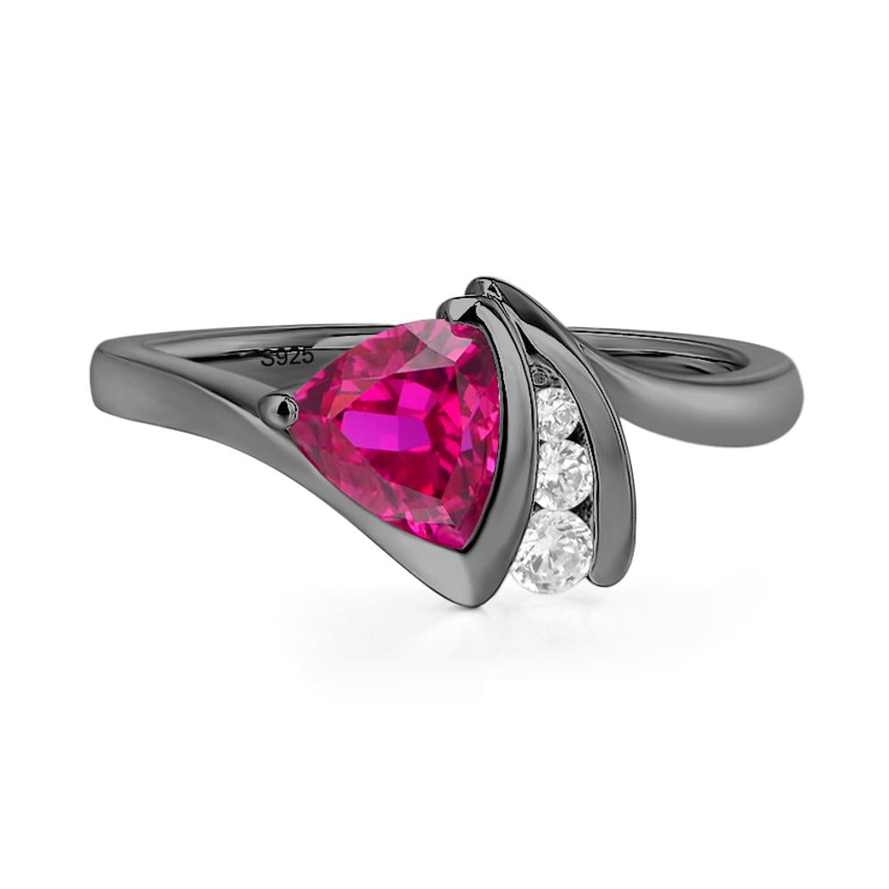 Trillion Cut Lab Ruby Sailboat Inspire Ring - LUO Jewelry #metal_black finish sterling silver