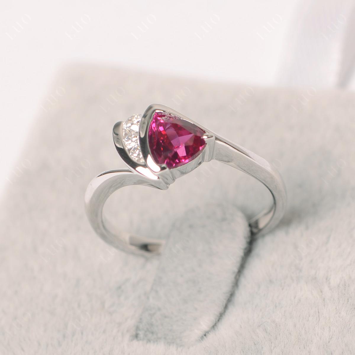 Trillion Cut Lab Ruby Sailboat Inspire Ring - LUO Jewelry