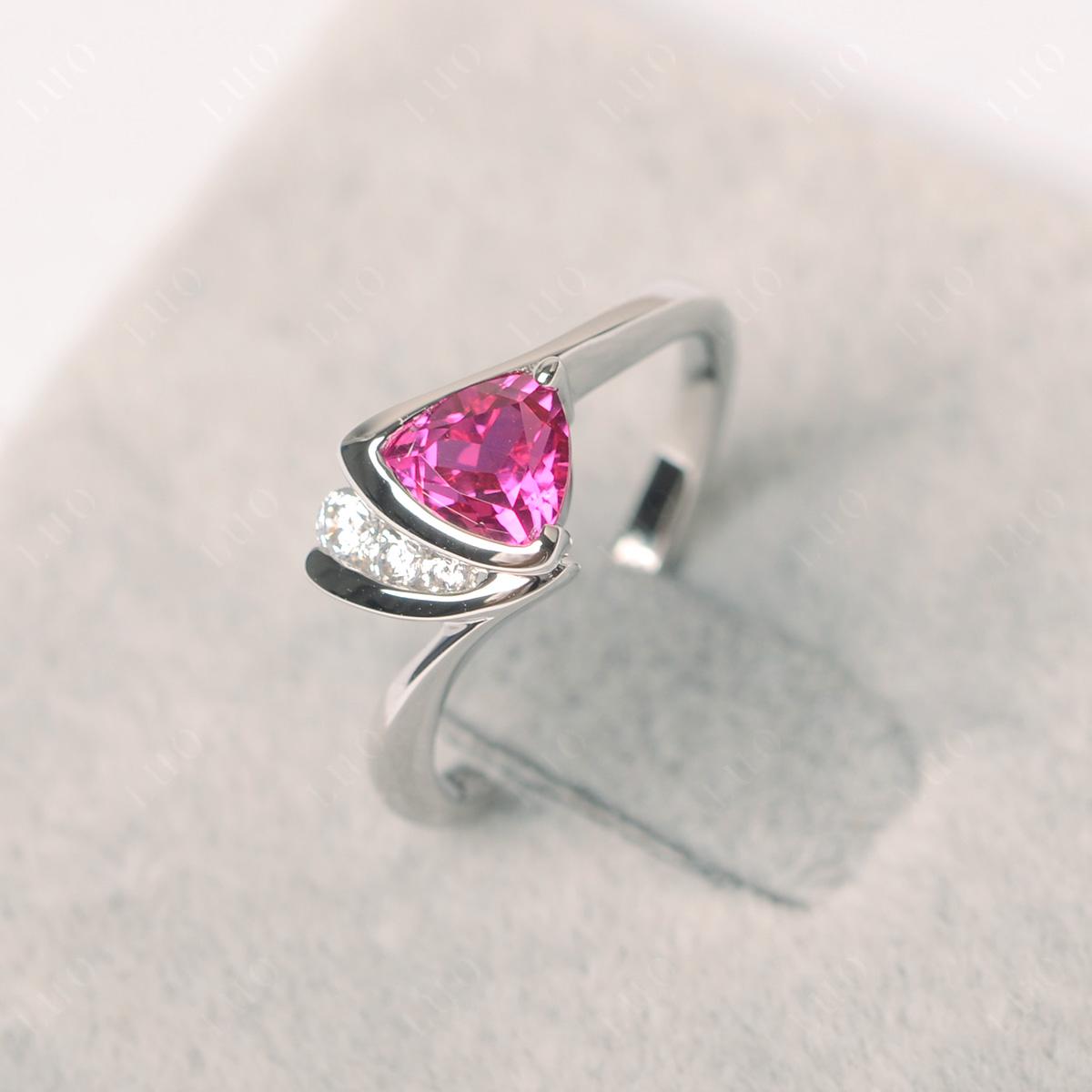Trillion Cut Lab Ruby Sailboat Inspire Ring - LUO Jewelry
