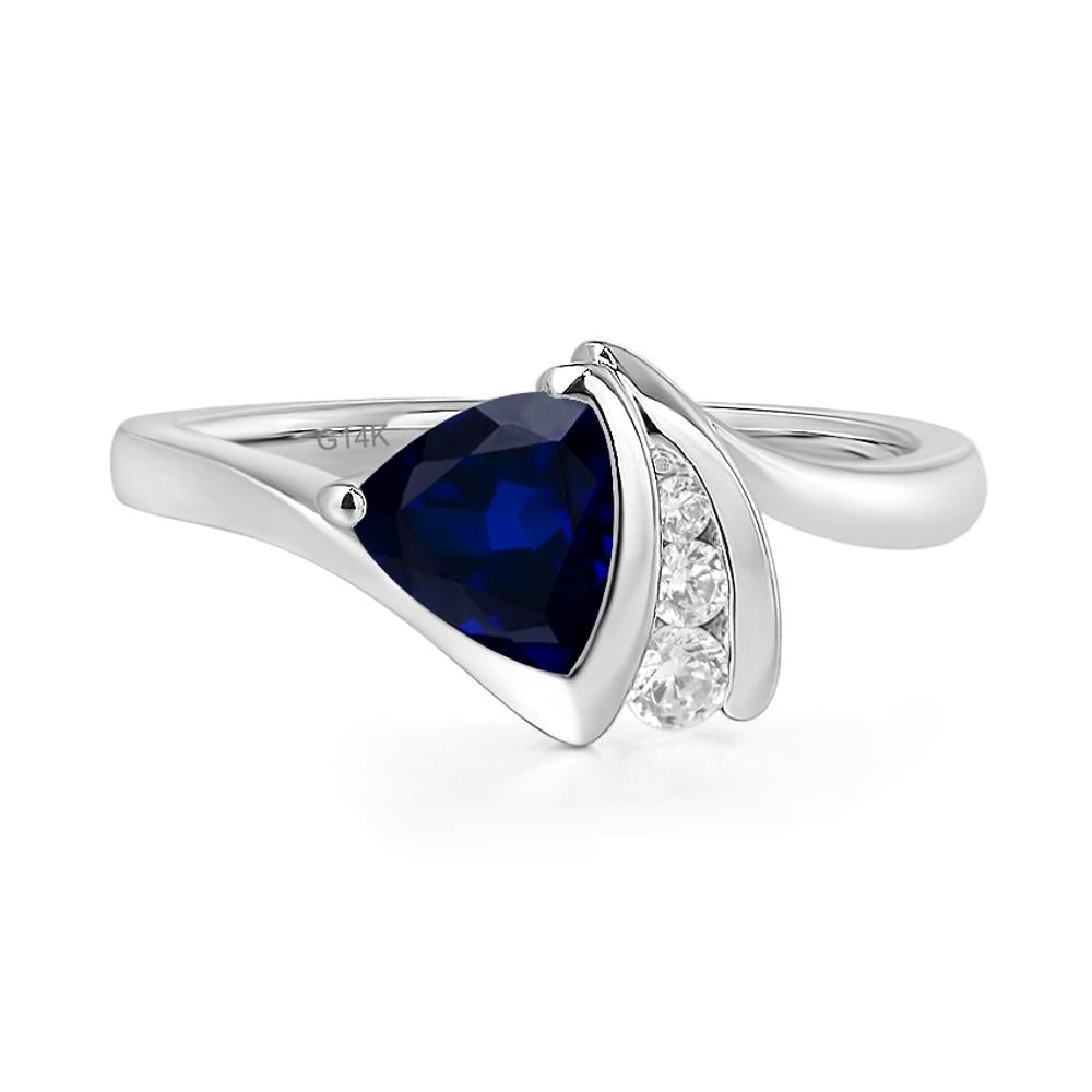 Trillion Cut Sapphire Sailboat Inspire Ring - LUO Jewelry #metal_14k white gold