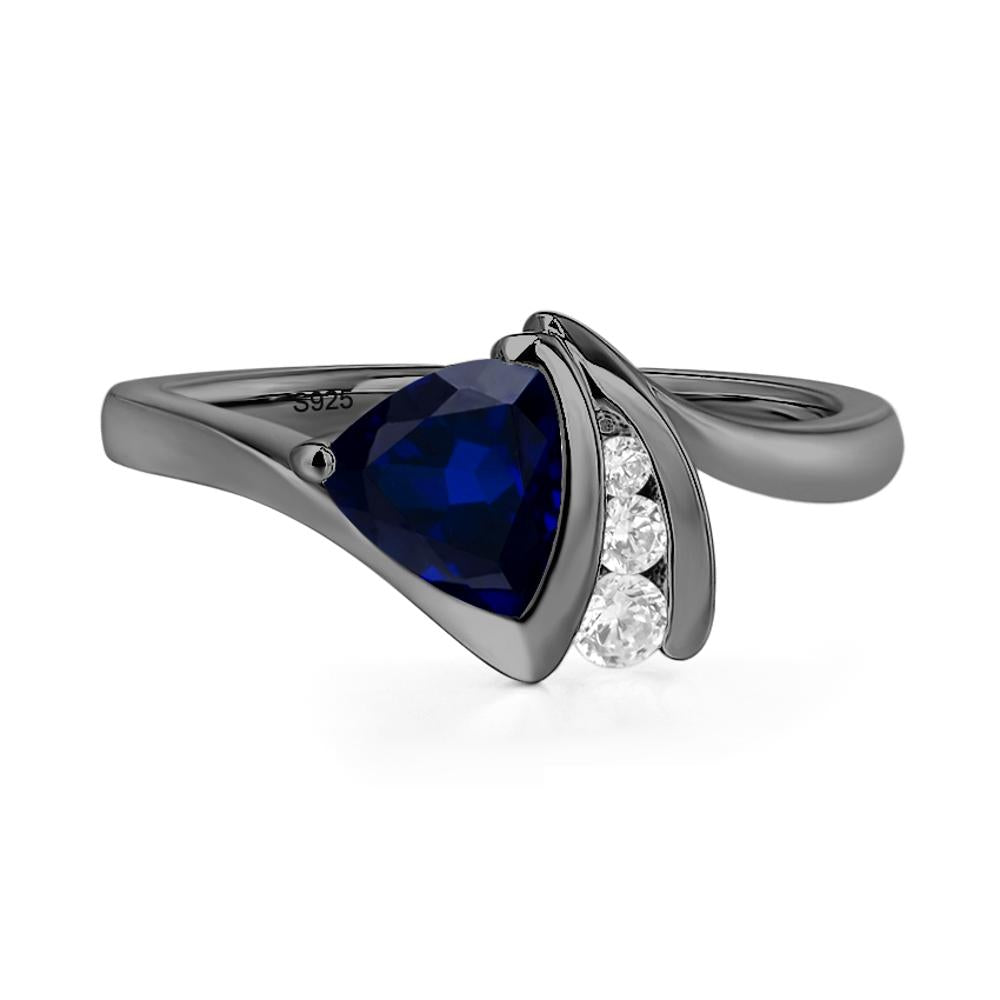 Trillion Cut Sapphire Sailboat Inspire Ring - LUO Jewelry #metal_black finish sterling silver
