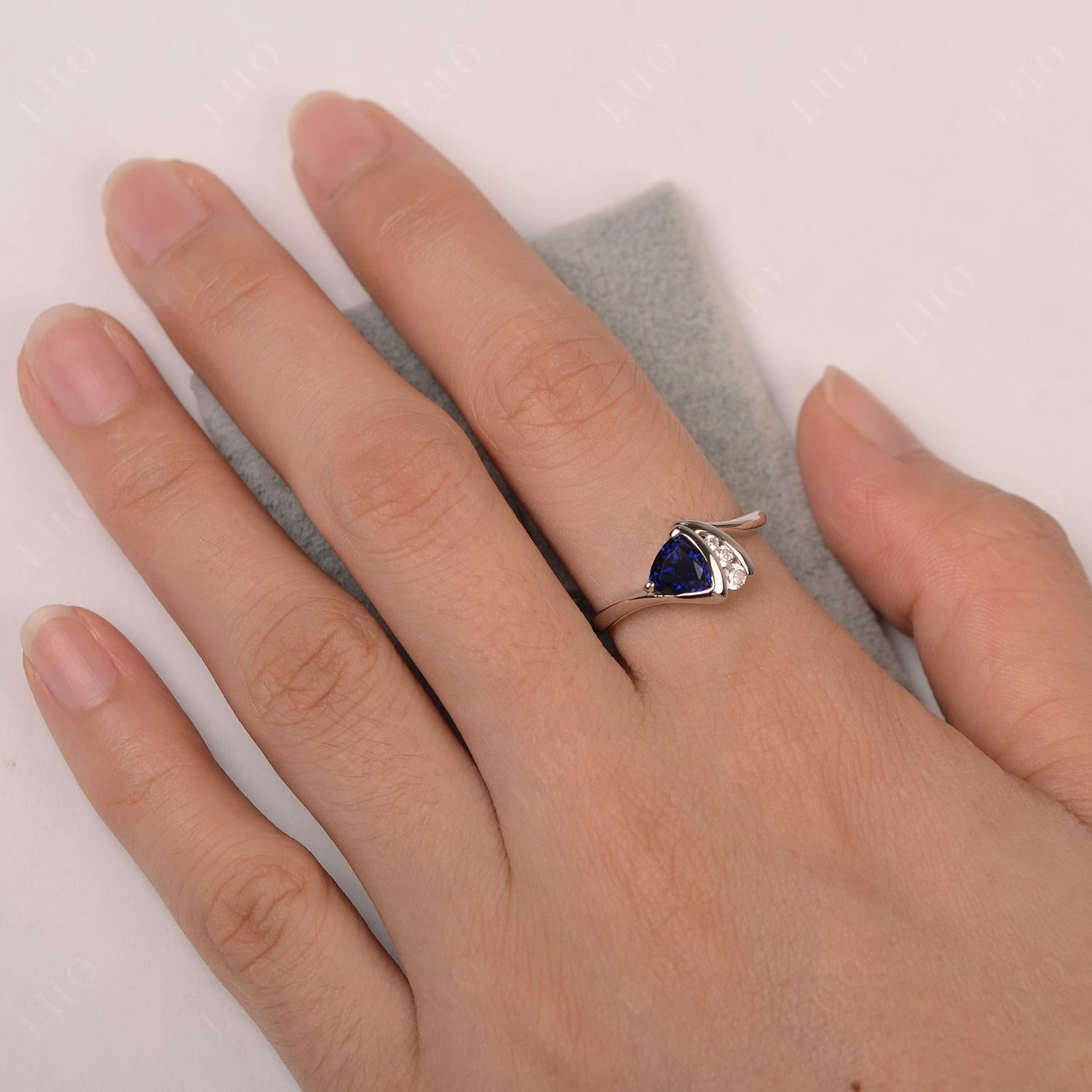 Trillion Cut Sapphire Sailboat Inspire Ring - LUO Jewelry