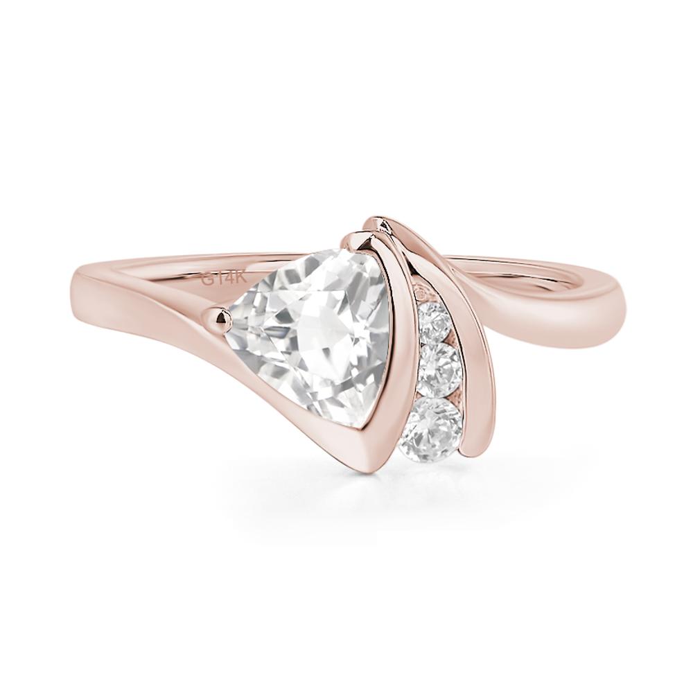 Trillion Cut White Topaz Sailboat Inspire Ring - LUO Jewelry #metal_14k rose gold