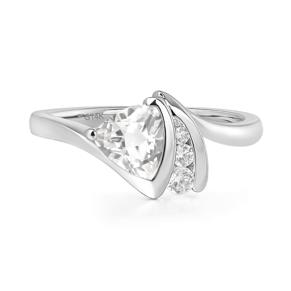Trillion Cut White Topaz Sailboat Inspire Ring - LUO Jewelry #metal_14k white gold