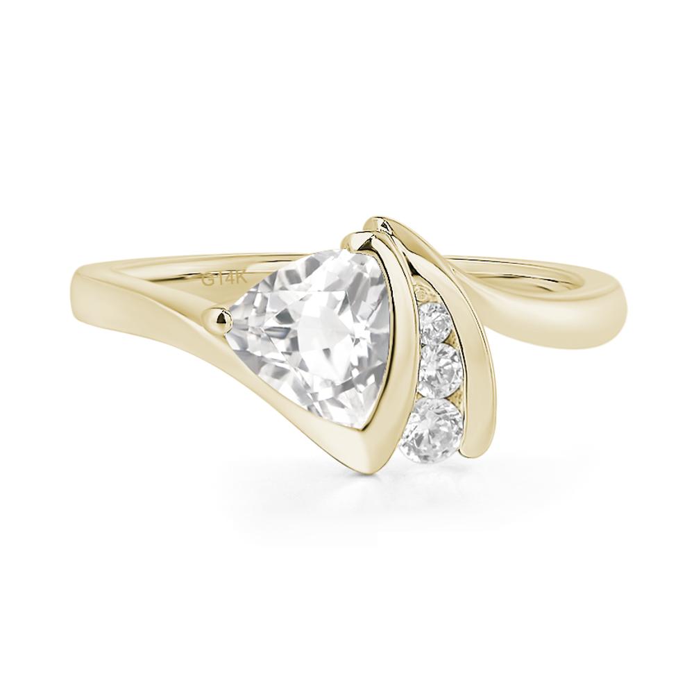 Trillion Cut White Topaz Sailboat Inspire Ring - LUO Jewelry #metal_14k yellow gold
