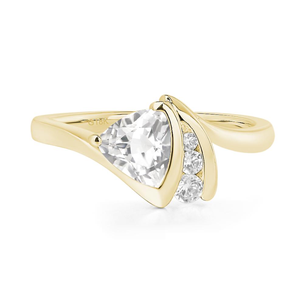 Trillion Cut White Topaz Sailboat Inspire Ring - LUO Jewelry #metal_18k yellow gold